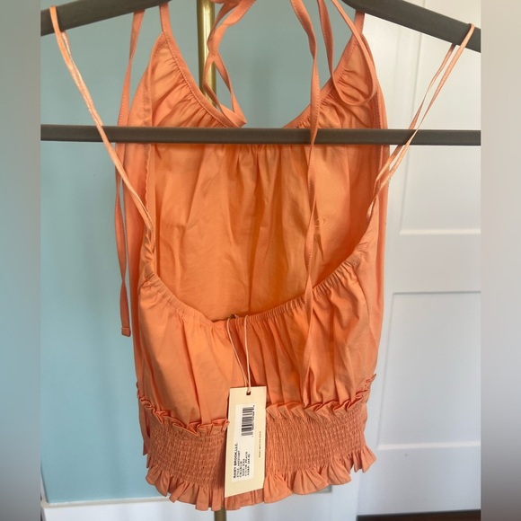 Ramy Brook Size XXS Charlie Pleated Halter Top In Peach NWT - Picture 3 of 9